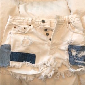 GRLFRND Patchwork Denim Shorts